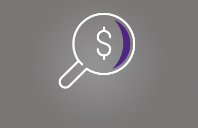 Dollar sign under magnifying glass